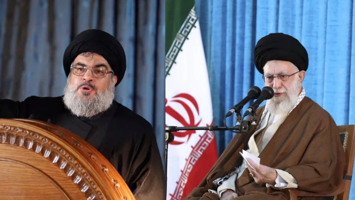 Hezbollah leader Hassan Nasrallah (left) and Iranian Supreme Leader Khamenei (right) – India TV Channel