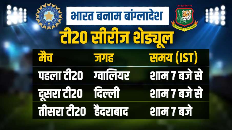 India vs Bangladesh T20I Series Schedule