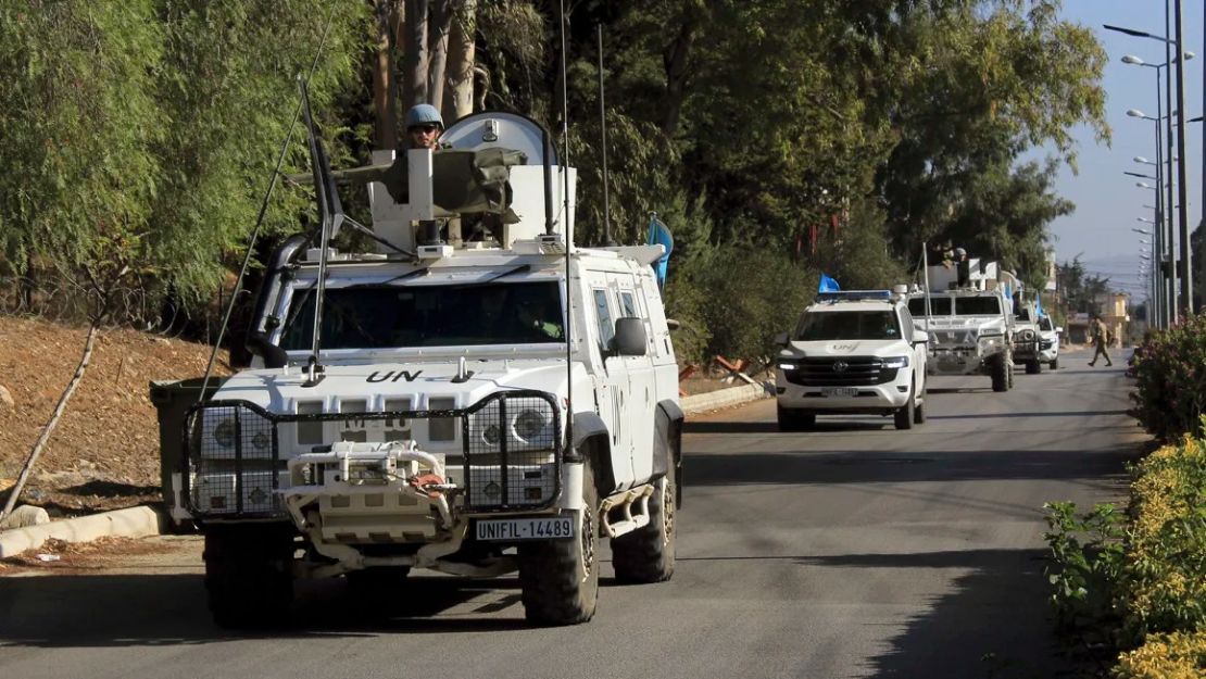 Spanish troops of the United Nations Interim Force in Lebanon (UNIFIL) conduct an early morning patrol in the town of Kilia in southern Lebanon.